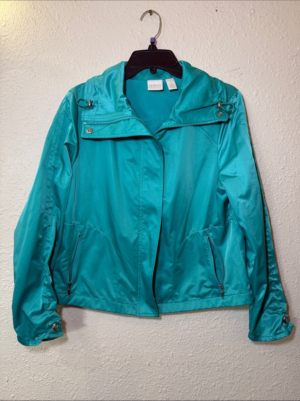 Chico's Teal Lightweight Bomber Jacket
